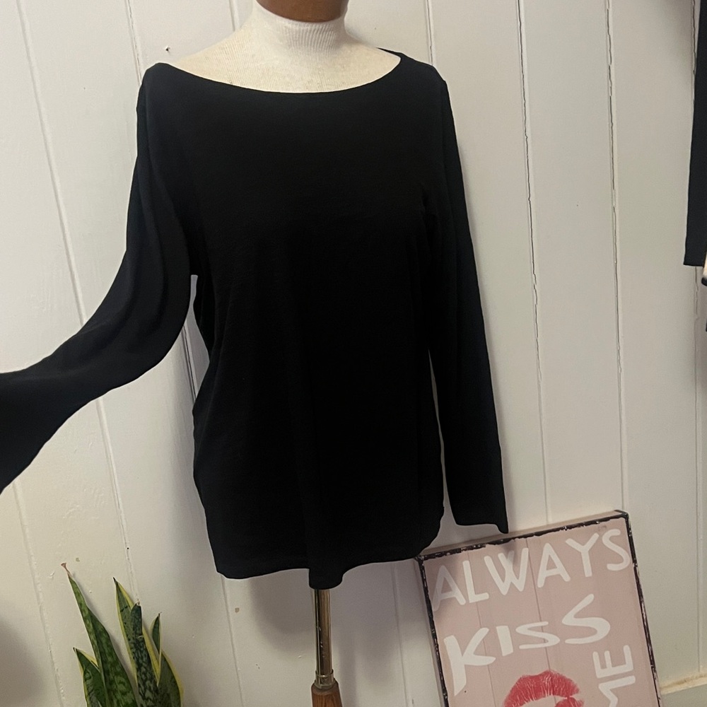 🔥🔥Eileen Fisher Classic Black Long Sleeve tee large